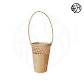 Eco-Friendly Straw Bucket Bag, Handmade Yellow Paper Rope Tote with Rattan Frame, Large Floral Basket Woven Handbag for Women's Summer Beach Vacation